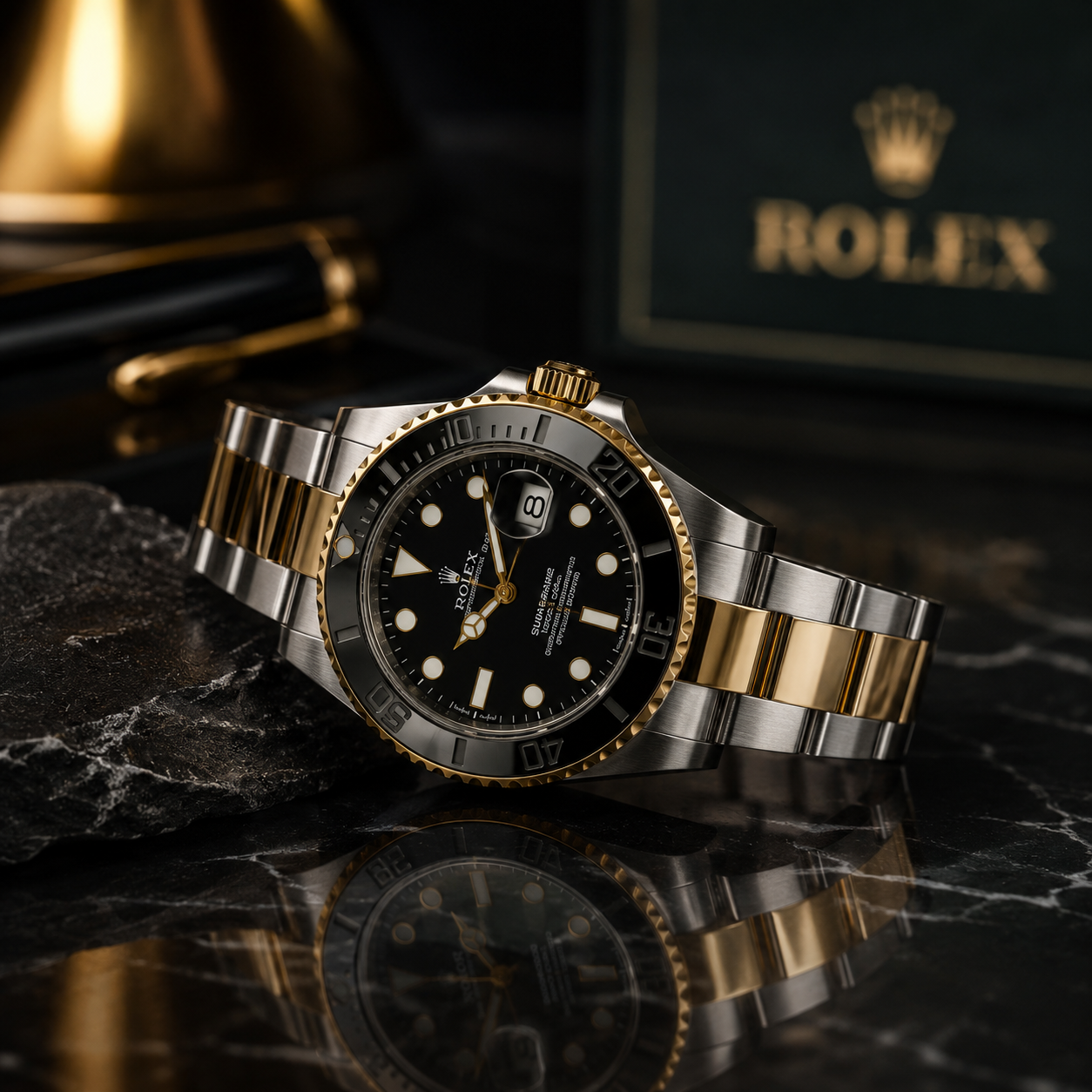 RLX Sub Two-Tone Chain Watch for Men | Gold & Silver Luxury Stainless Steel Watch Pakistan