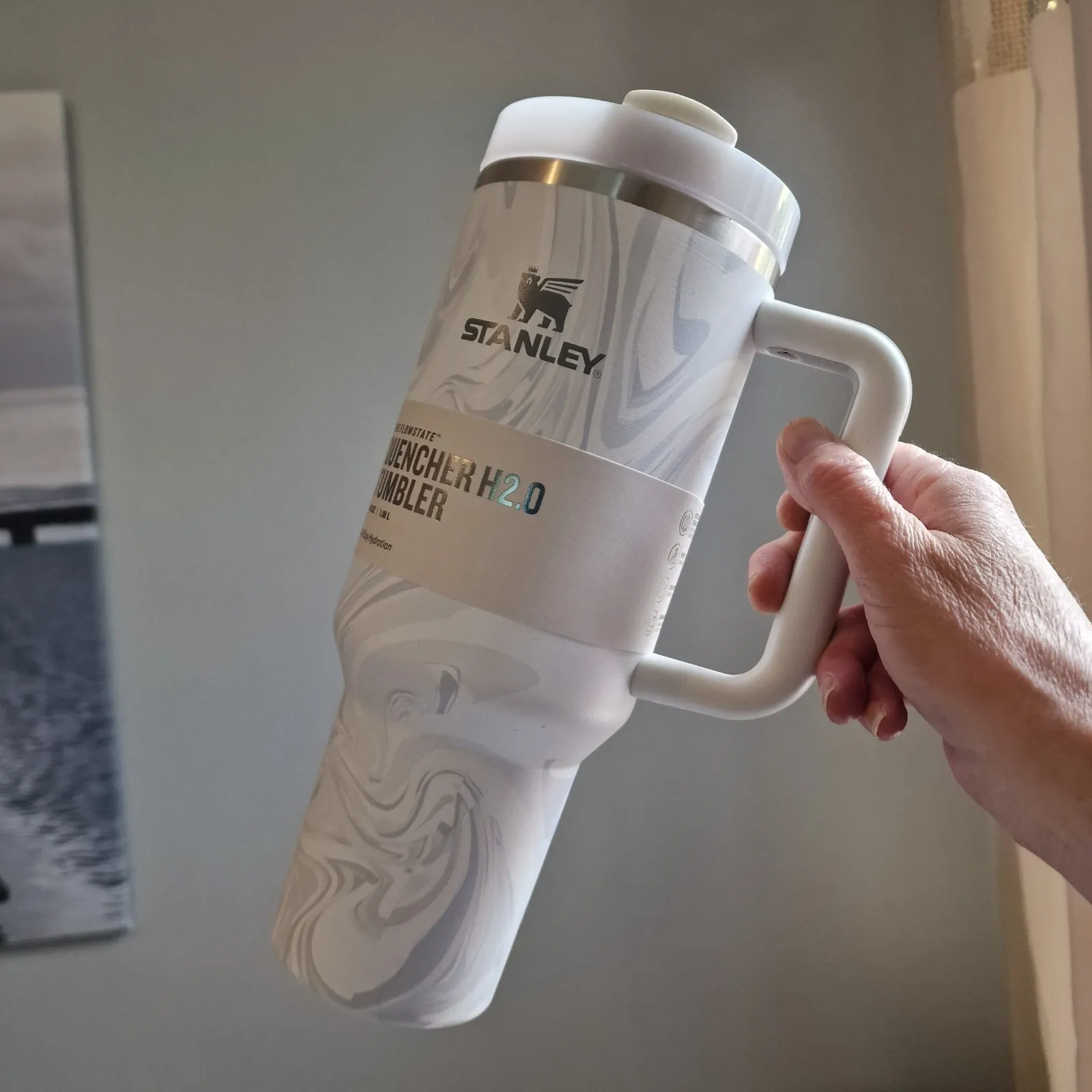 Stanley Quencher H2.0 40oz Tumbler White Marble | Insulated Travel Mug Pakistan