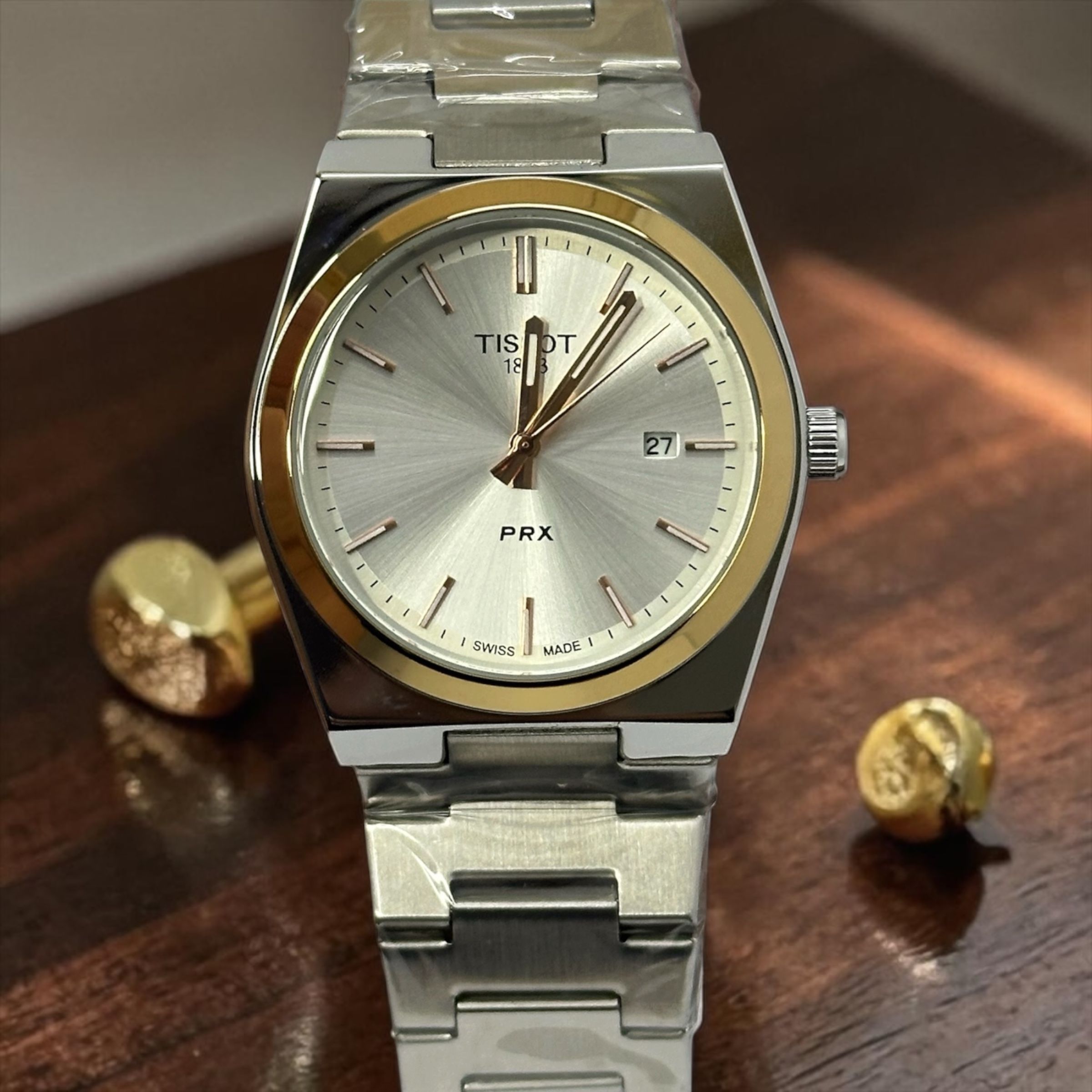 TST PRX Silver Chain Watch with Gold Bezel | Luxury Men's Watch Pakistan