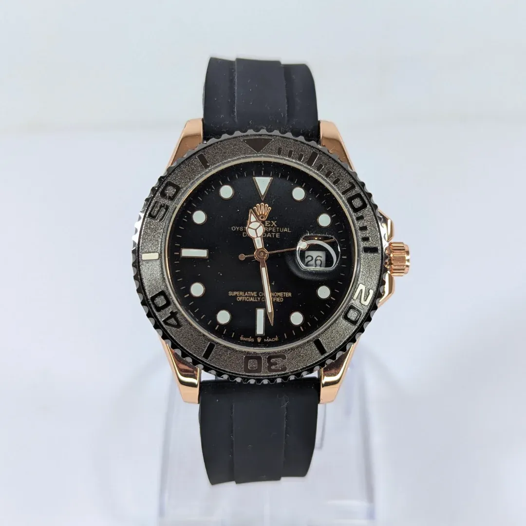 Signature Master Style Rubber Strap Watch with Date | Luxury Men's Watch Pakistan